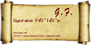 Gyurana Fülöp névjegykártya